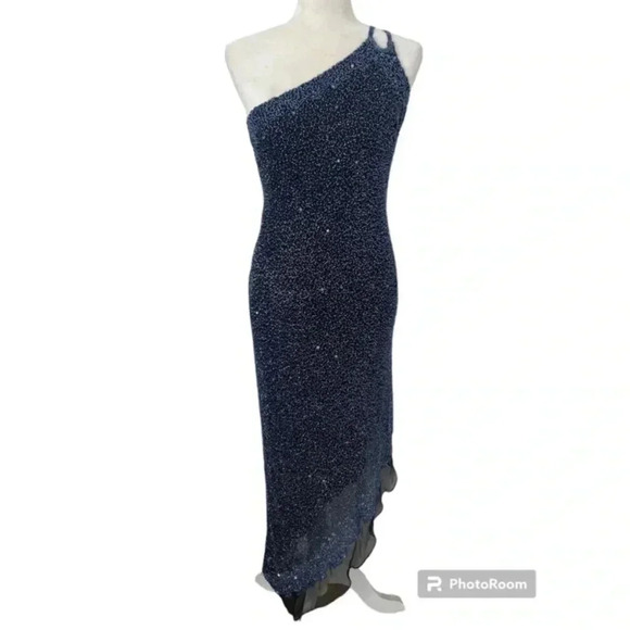 Scala Vintage Beaded Assymetrical Y2K Evening Dress - Picture 1 of 10